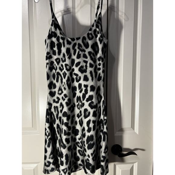 Glam Leopard Cowl Neck Mini Slip Dress-Women's Medium - Picture 4 of 11